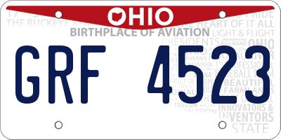 OH license plate GRF4523