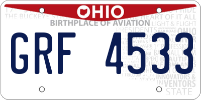 OH license plate GRF4533