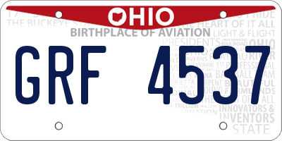 OH license plate GRF4537