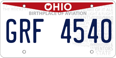 OH license plate GRF4540