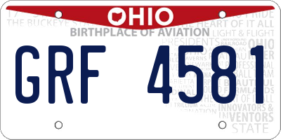OH license plate GRF4581