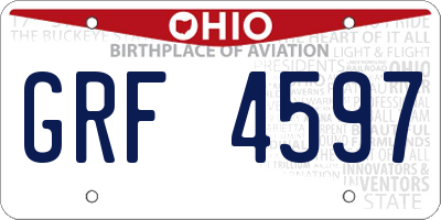 OH license plate GRF4597
