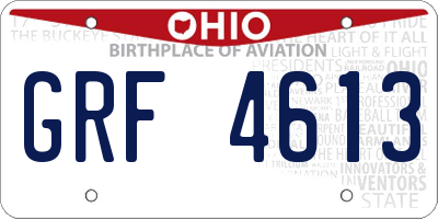 OH license plate GRF4613