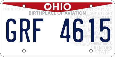 OH license plate GRF4615