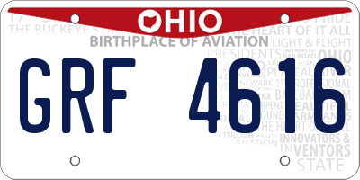 OH license plate GRF4616