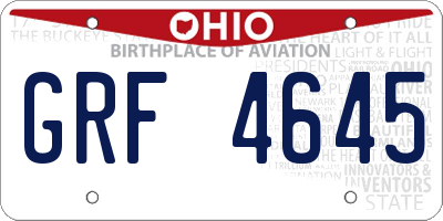 OH license plate GRF4645