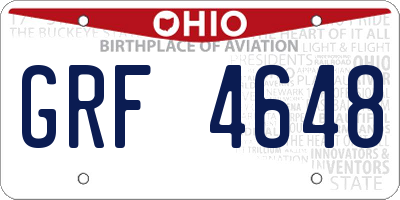 OH license plate GRF4648