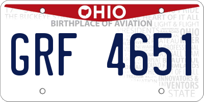 OH license plate GRF4651