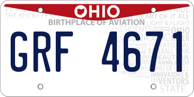 OH license plate GRF4671