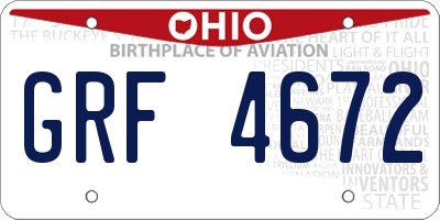 OH license plate GRF4672