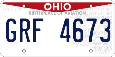 OH license plate GRF4673