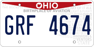 OH license plate GRF4674