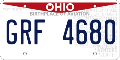 OH license plate GRF4680