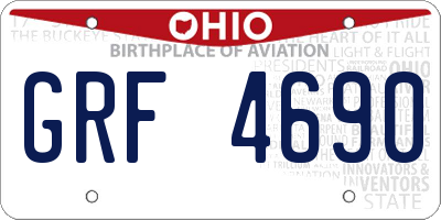 OH license plate GRF4690