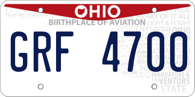 OH license plate GRF4700