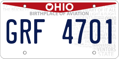 OH license plate GRF4701