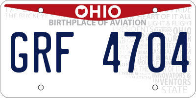 OH license plate GRF4704