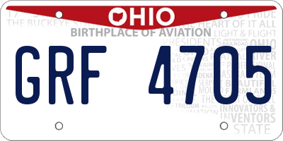 OH license plate GRF4705