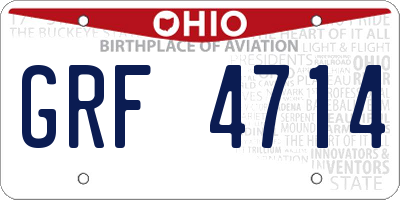 OH license plate GRF4714