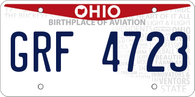 OH license plate GRF4723