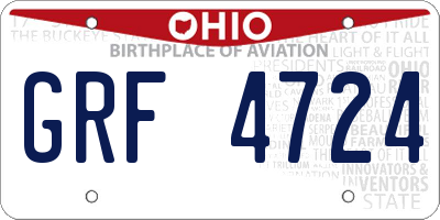 OH license plate GRF4724
