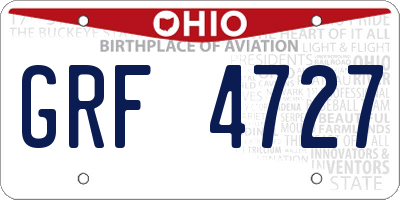 OH license plate GRF4727
