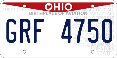 OH license plate GRF4750