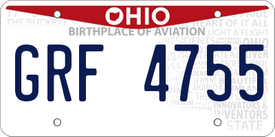 OH license plate GRF4755