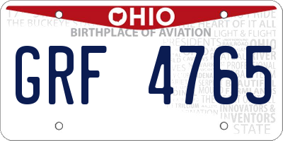 OH license plate GRF4765