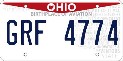 OH license plate GRF4774