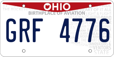 OH license plate GRF4776