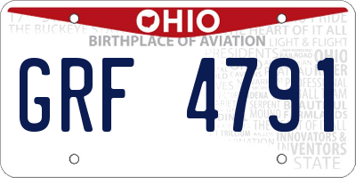 OH license plate GRF4791