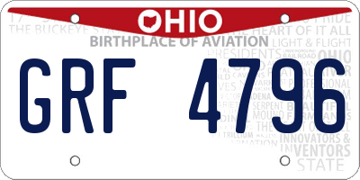 OH license plate GRF4796