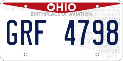 OH license plate GRF4798