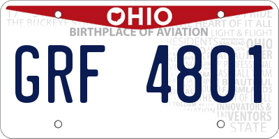 OH license plate GRF4801