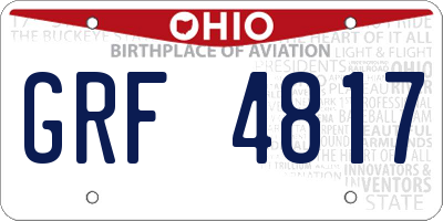 OH license plate GRF4817