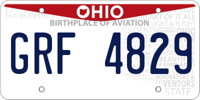 OH license plate GRF4829