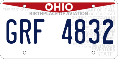 OH license plate GRF4832