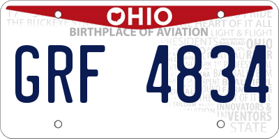 OH license plate GRF4834