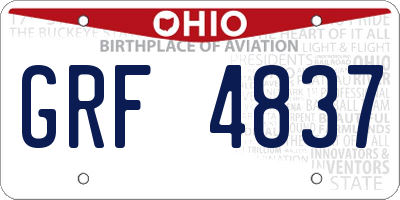 OH license plate GRF4837