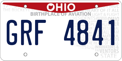 OH license plate GRF4841