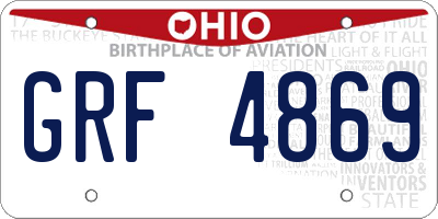 OH license plate GRF4869