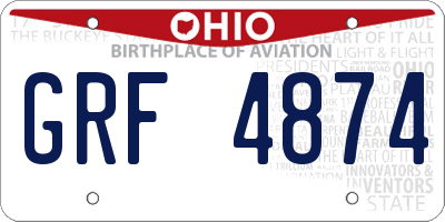 OH license plate GRF4874