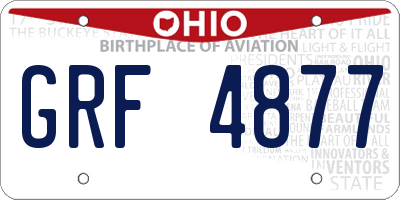 OH license plate GRF4877