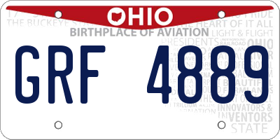 OH license plate GRF4889