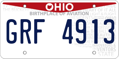 OH license plate GRF4913