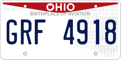 OH license plate GRF4918