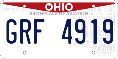 OH license plate GRF4919