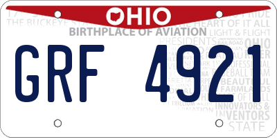 OH license plate GRF4921