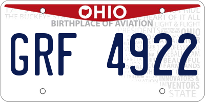 OH license plate GRF4922